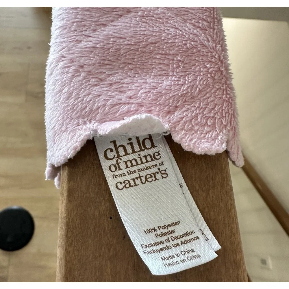 Child of Mine by Carter's Pink‎ Gray Elephant Baby Blanket Lovey Scalloped Edge